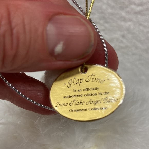 2008 bradford editions snow flake angel babies nap time feather wing ornament - Picture 4 of 6